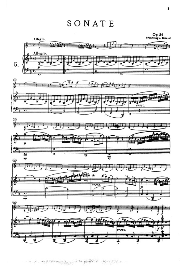 貝多芬 春奏鳴曲 F大調 Beethoven Sonata Op. 24 for Violin and Piano No. 5 F Major