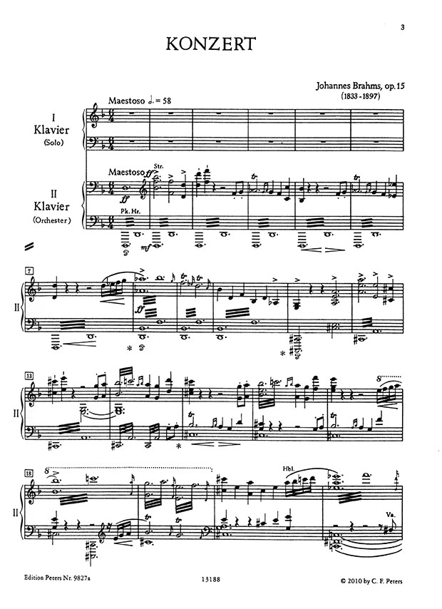 Brahms Concerto No. 1 D minor Op. 15 Edition for 2 Pianos (Urtext)