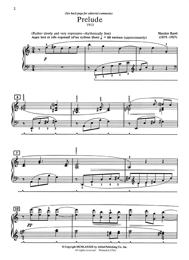 Ravel Prelude for the Piano