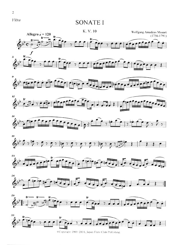 Mozart 6 Sonaten für Flöte und Klavier 【Vol. Ⅰ】 K. V. 10, 11, 12