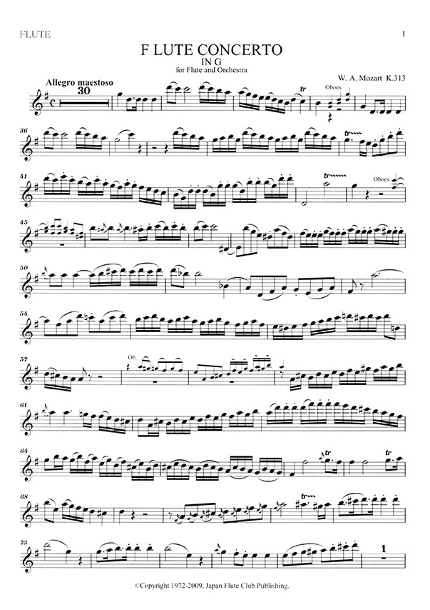 W. A. Mozart Concerto No. 1 in G KV 313 for Flute and Piano W. A. Mozart Concerto No. 1 in G KV 313 for Flute and Piano