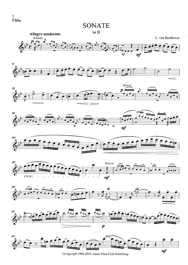 Beethoven Sonate in B Anh. 4 für Flöte and Klavier