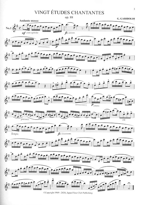 G. Gariboldi【20 Études Chantantes , Op. 88】for the Flute G. Gariboldi【20 Études Chantantes , Op. 88】for the Flute