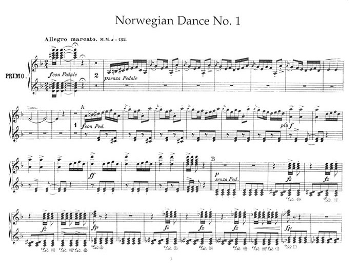 Grieg【Norwegian Dances , Waltz-Caprices and Other Works】for Piano Four Hands