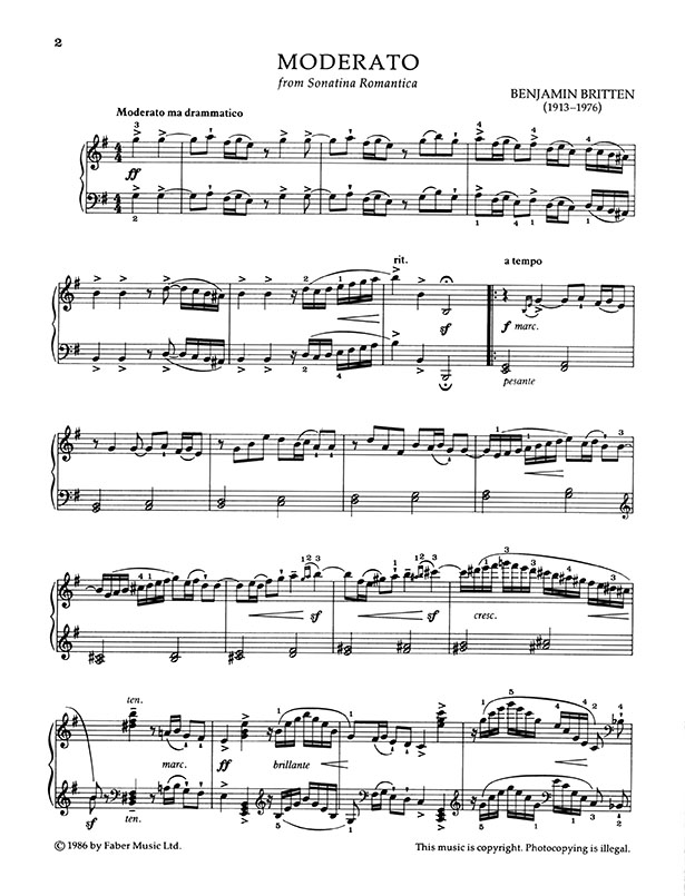 Benjamin Britten Moderato & Nocturne from Sonatina Romantica (1940) Solo Piano