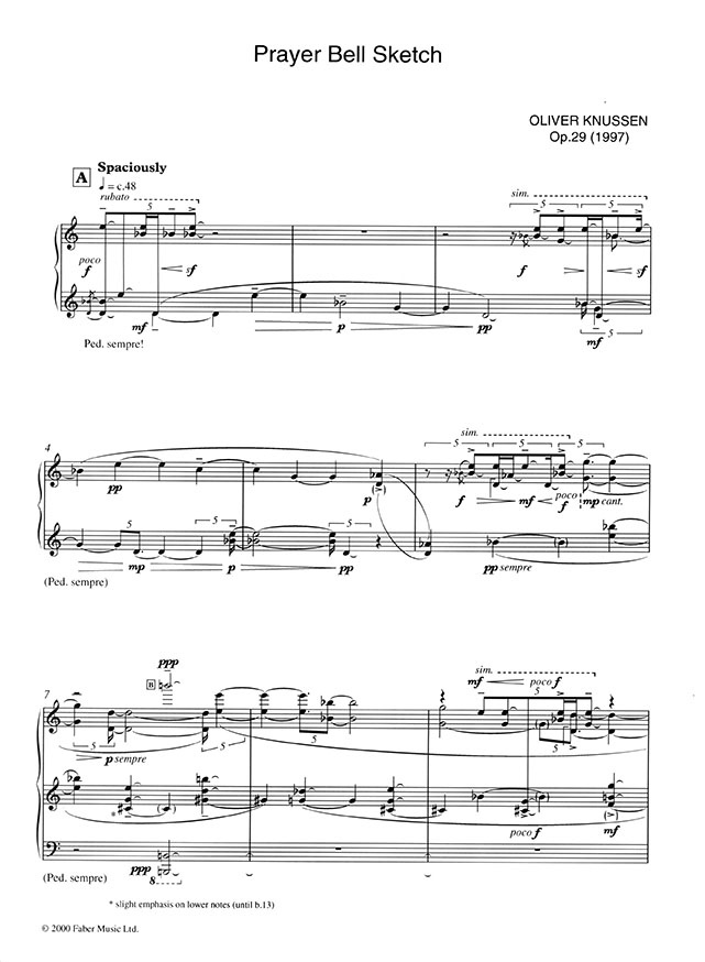 Oliver Knussen Prayer Bell Sketch for Piano Solo