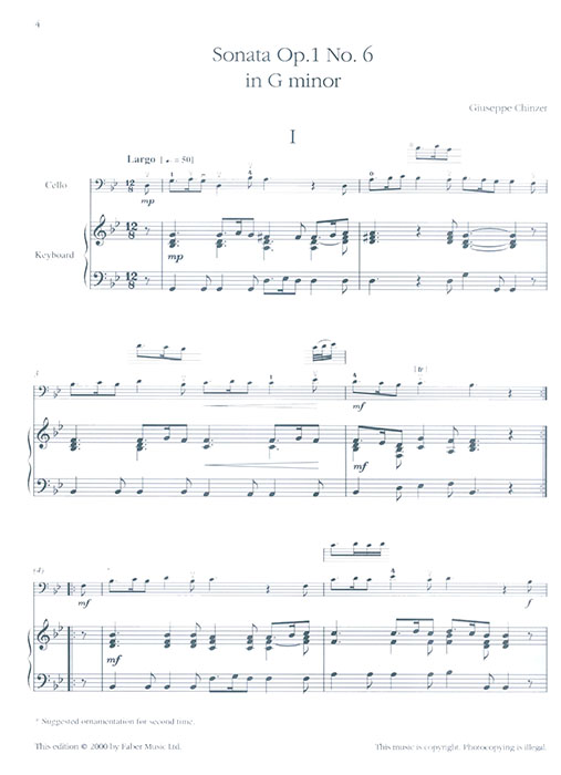 Three 18th-Century Sonatas for Cello and Coutinuo
