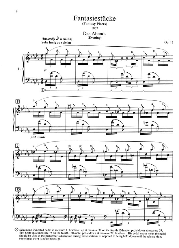 Schumann Fantasiestücke (Fantasy Pieces) , Opus 12 for The Piano