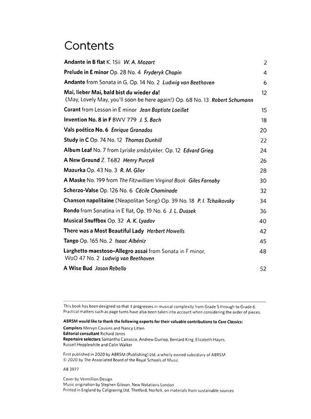 Core Classics Essential Repertoire for Piano Grades 5-6 Core Classics Essential Repertoire for Piano Grades 5-6