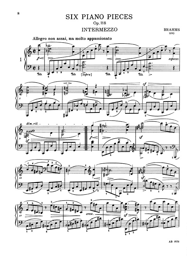 Brahms Six Piano Pieces Op. 118