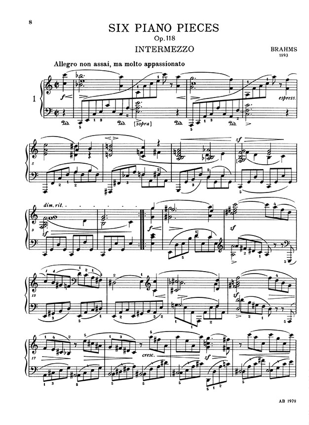 Brahms Six Piano Pieces Op. 118 Brahms Six Piano Pieces Op. 118