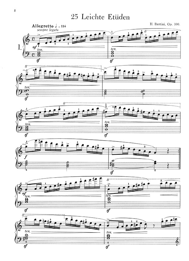 Bertini 25 Leichte Etüden Op.100／ベルティーニ 25のやさしい練習曲