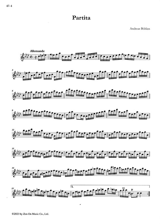 A. Böhlen／A. ベーレン パルティータ ヘ短調 [RP-47]