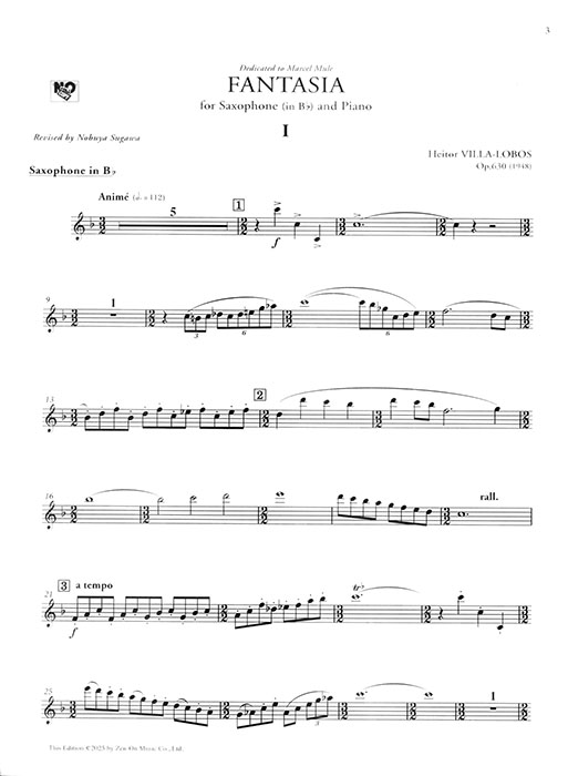 Villa-Lobos ヴィラ=ロボス ファンタジア サクソフォンとピアノのための for Saxophone (B♭, E♭) and Piano Villa-Lobos ヴィラ=ロボス ファンタジア サクソフォンとピアノのための for Saxophone (B♭, E♭) and Piano