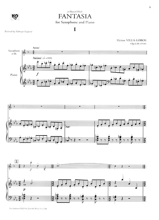 Villa-Lobos ヴィラ=ロボス ファンタジア サクソフォンとピアノのための for Saxophone (B♭, E♭) and Piano Villa-Lobos ヴィラ=ロボス ファンタジア サクソフォンとピアノのための for Saxophone (B♭, E♭) and Piano