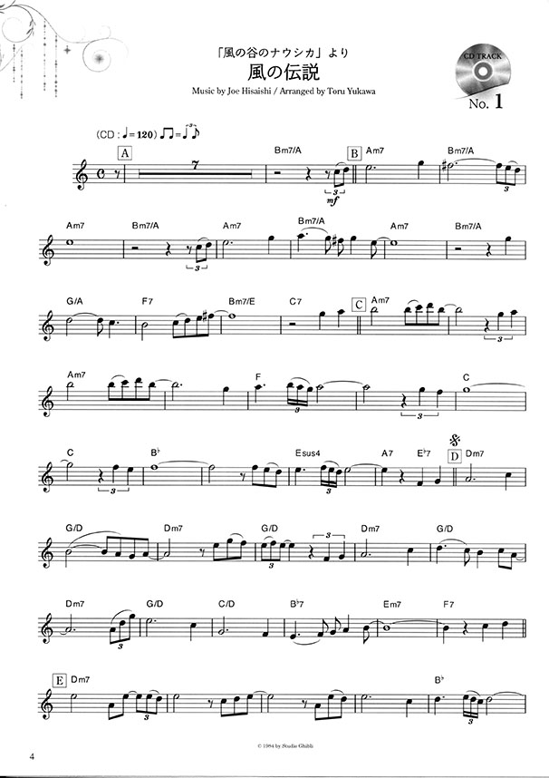 アルトサックスで奏でるジブリ・ジャズ ピアノ伴奏譜&カラオケCD付