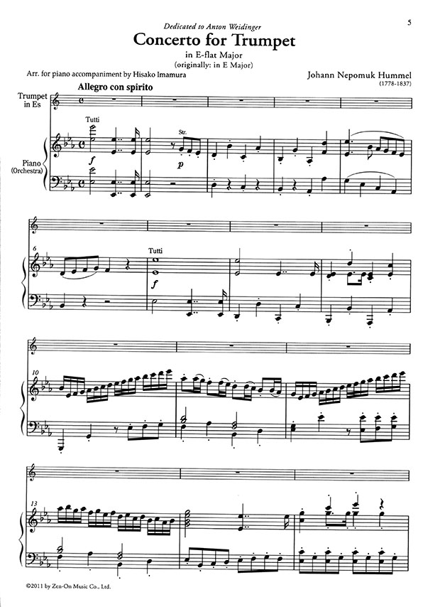 Hummel Trumpet Concerto in E flat Major／フンメル トランペット協奏曲変ホ長調