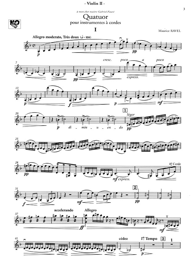 Ravel String Quartet in F Major for 2 Violins, Viola and Cello/ラヴェル 弦楽四重奏曲ヘ長調(パート譜セット) Ravel String Quartet in F Major for 2 Violins, Viola and Cello/ラヴェル 弦楽四重奏曲ヘ長調(パート譜セット)