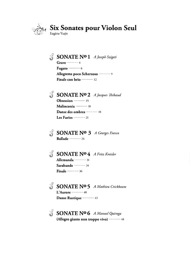 Ysaÿe Six Sonates pour Violon Seul／イザイ 無伴奏ヴァイオリン・ソナタ