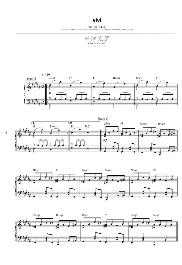 米津玄師 Collection -Vocal & Piano Score-