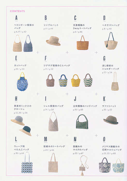 夏のかごバッグと帽子 エコアンダリヤのデザインA to Z 夏のかごバッグと帽子 エコアンダリヤのデザインA to Z