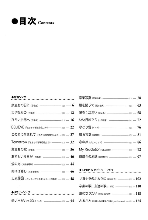 女声二・三部合唱／ピアノ伴奏 卒業ソング合唱精選