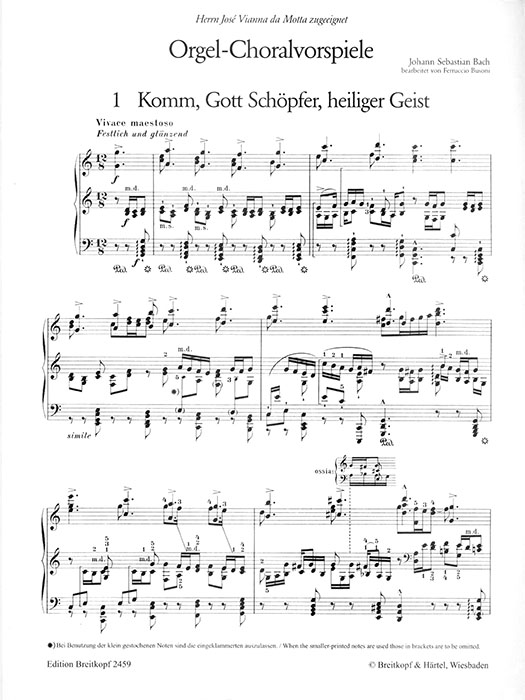 Bach-Bousoni Orgel-Choralvorspiele für Klavier Heft Ⅰ Bach-Bousoni Orgel-Choralvorspiele für Klavier Heft Ⅰ