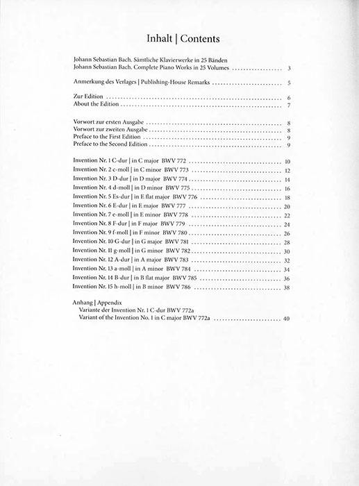 Bach-Bousoni Klavierwerke Instruktive Ausgabe Band Ⅳ Two-part Inventions BWV 772-786