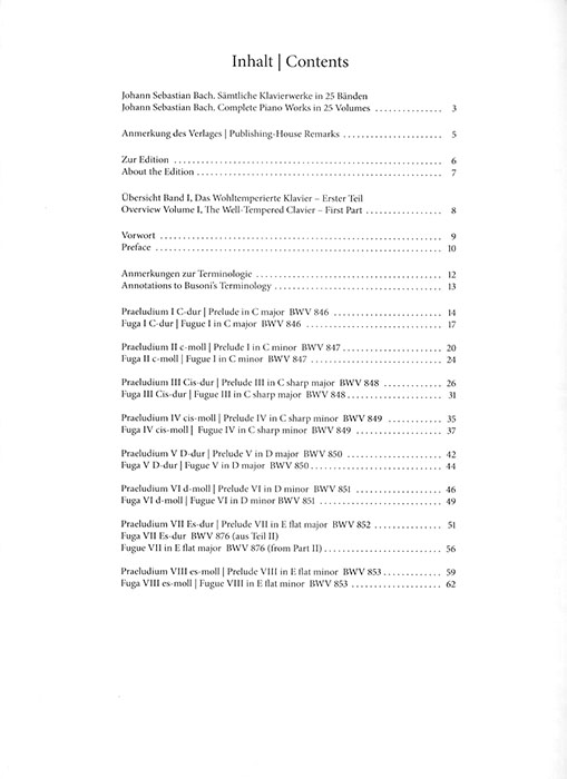 Bach-Bousoni Klavierwerke Instruktive Ausgabe Band Ⅰ Das Wohltemperierte Klavier Ersten Teil Heft 1: BWV 846-853 Bach-Bousoni Klavierwerke Instruktive Ausgabe Band Ⅰ Das Wohltemperierte Klavier Ersten Teil Heft 1: BWV 846-853