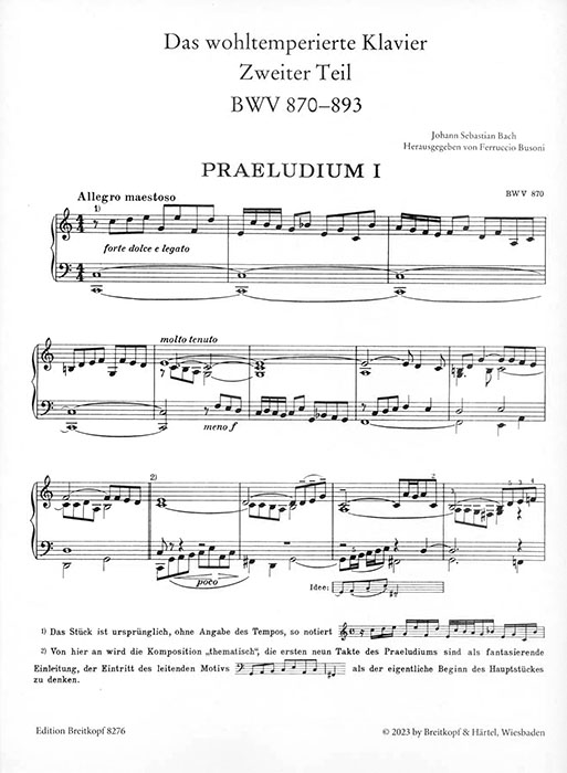 Bach-Busoni Klavierwerke Instruktive Ausgabe Band Ⅱ Das Wohltemperierte Klavier Zweiter Teil Heft: 1 BWV 870-876