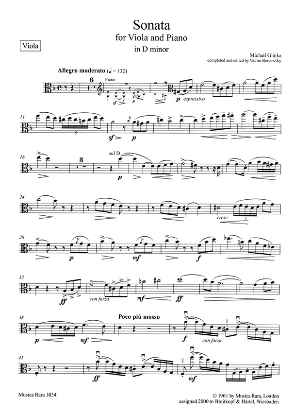 Michail Glinka【Sonata in d minor】for Viola and Piano Michail Glinka【Sonata in d minor】for Viola and Piano