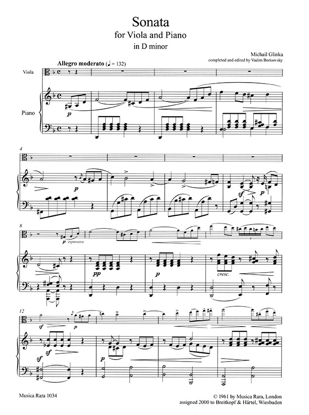 Michail Glinka【Sonata in d minor】for Viola and Piano Michail Glinka【Sonata in d minor】for Viola and Piano