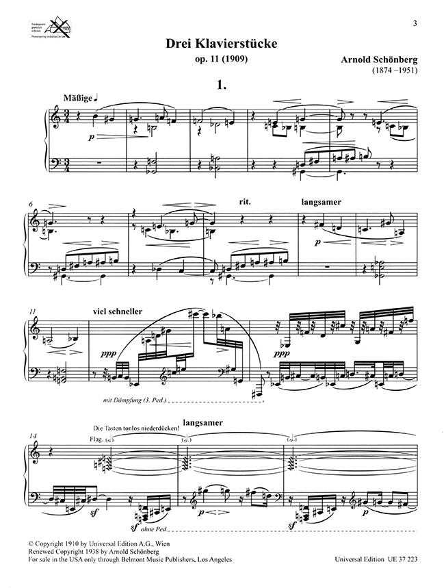 Arnold Schönberg Drei Klavierstücke Op. 11