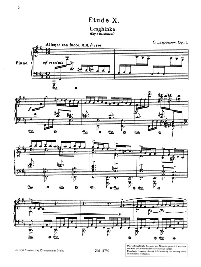 Sergej Liapounow 12 Études d'exécution transcendante  für Klavier Heft 4 No. 10-12