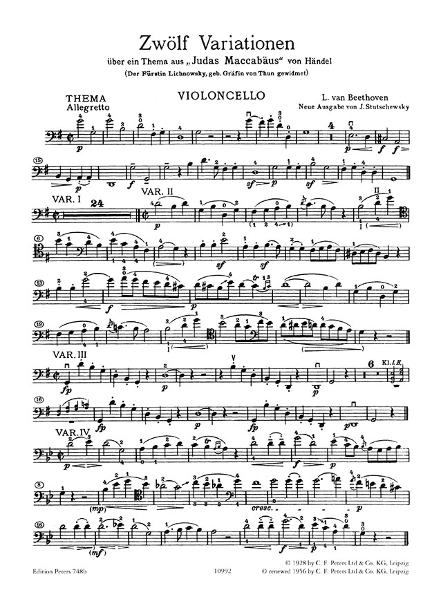 Beethoven Variationen Opus 66, WoO 45, WoO 46 Violoncello und Klavier