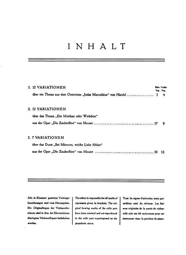 Beethoven Variationen Opus 66, WoO 45, WoO 46 Violoncello und Klavier