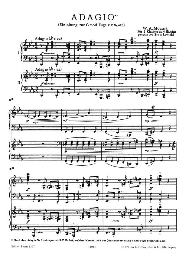 Mozart Sonate in D , K. 448 /  Fuge in C minor , K. 426 for 2 Pianos , Four Hands