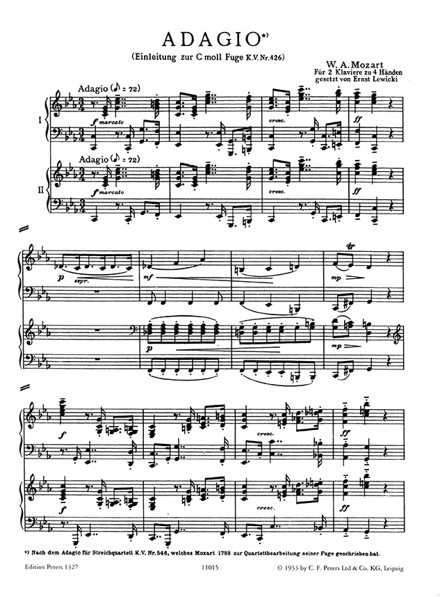 Mozart Sonate in D , K. 448 /  Fuge in C minor , K. 426 for 2 Pianos , Four Hands