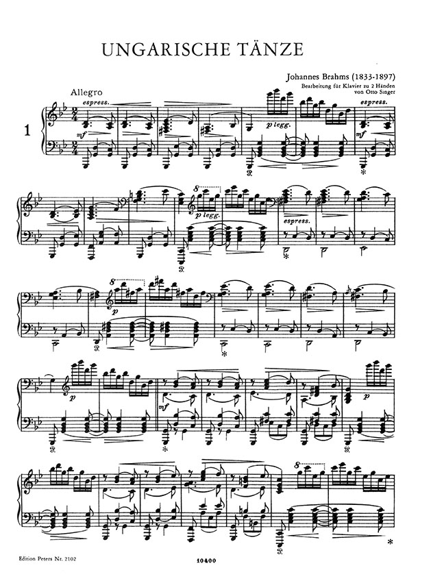 Brahms 21 Ungarische Tänze WoO 1 Klavier zu 2 Händen (O. Singer) Brahms 21 Ungarische Tänze WoO 1 Klavier zu 2 Händen (O. Singer)
