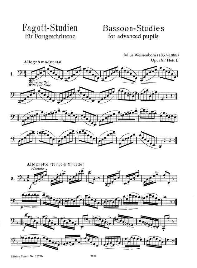 Weissenborn Fagottstudien , Op. 8 Vol. Ⅱ für Fortgeschrittene