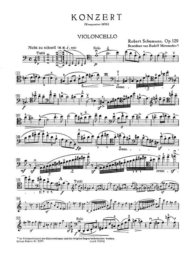 Schumann Konzert A minor Opus 129 Violoncello und Qrchester Edition for Violoncello and Piano