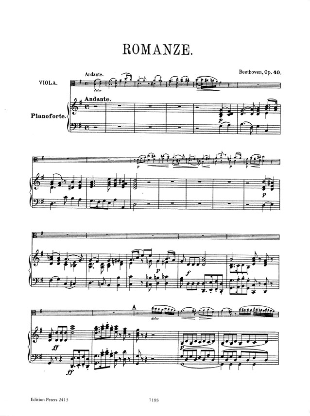 Beethoven Romanzen Opus 40, 50 Bearbeitung für Viola und Klavier von Friedrich Hermann Beethoven Romanzen Opus 40, 50 Bearbeitung für Viola und Klavier von Friedrich Hermann