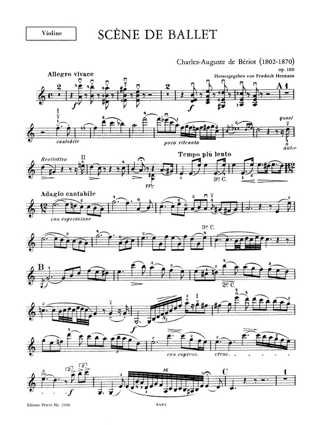 Bériot Scène de Ballet Opus 100 for Violin and Piano