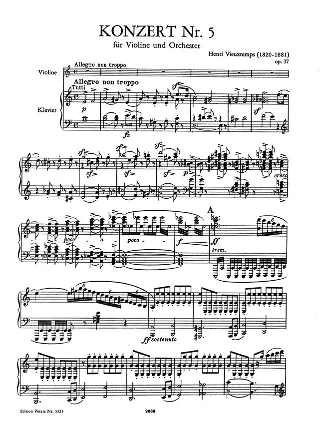 Vieuxtemps Concerto No. 5 A minor Opus 37 Edition Violin and Piano