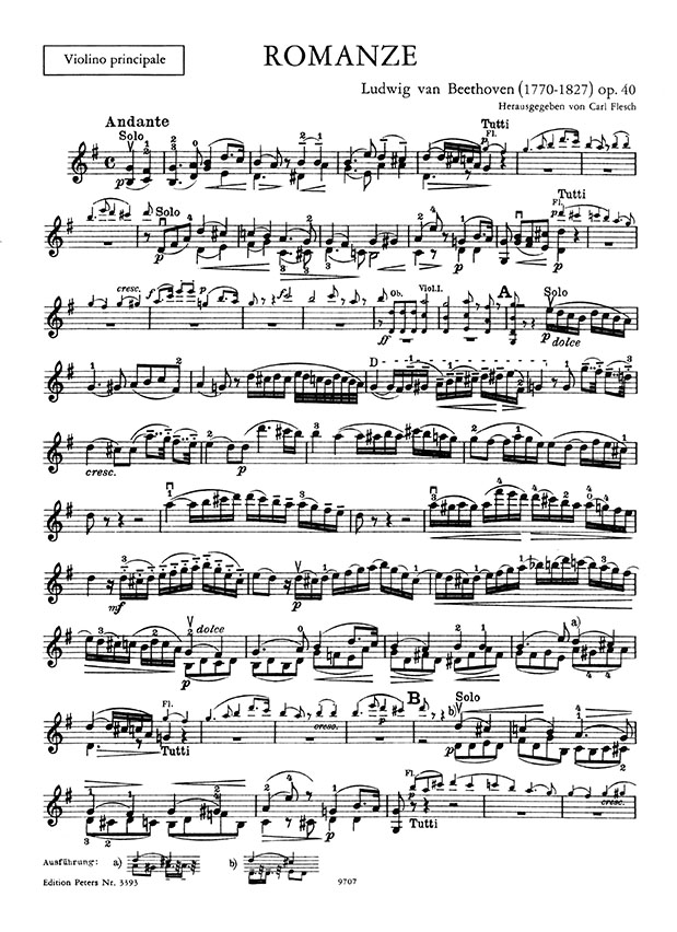 Beethoven Romanzen G major Op. 40, F major Op. 50 Violin and Orchestra Edition for Violin and Piano