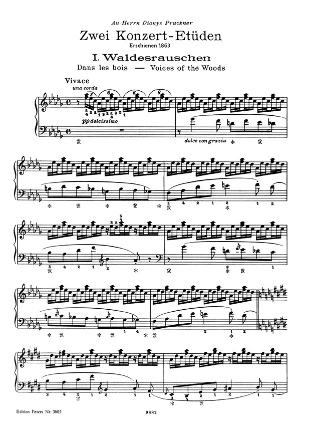 Liszt Konzert-etüden Waldesrauschen, Gnomenreigen für Klavier