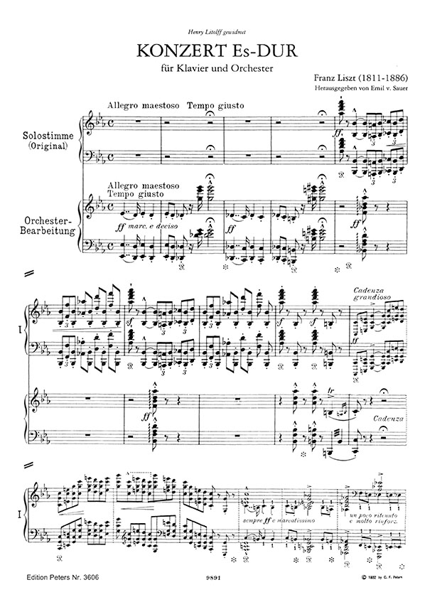 Liszt Konzert Nr. 1 für Klavier und Orchester Es-Dur Ausgabe für zwei Klaviere Liszt Konzert Nr. 1 für Klavier und Orchester Es-Dur Ausgabe für zwei Klaviere