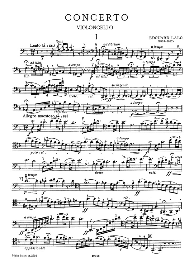 Lalo Konzert d-Moll Violoncello und Orchester Edition for Violoncello and Piano