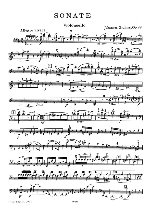 Brahms Sonate F-Dur Opus 99 Violoncello and Piano Brahms Sonate F-Dur Opus 99 Violoncello and Piano