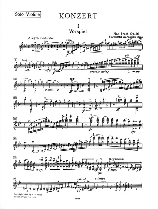 Bruch Concerto G minor Opus 26 Violin and Orchestra Edition for Violin and Piano